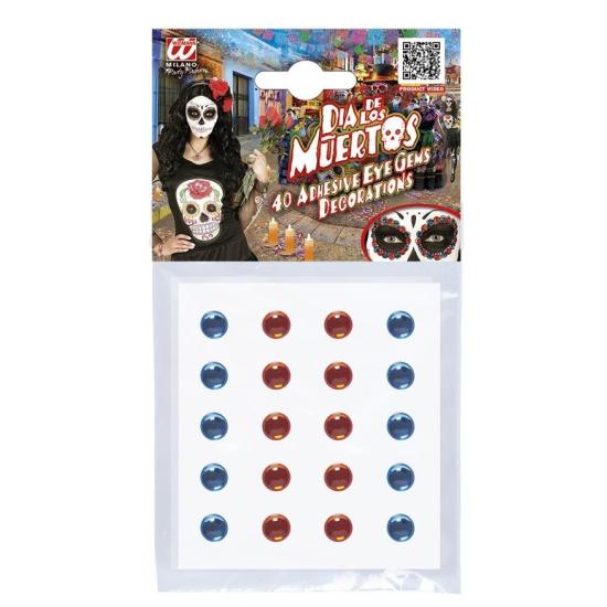 Conjunto de 40 Gemas Decorativas Adesivos Olhos Azuis/Âmbar