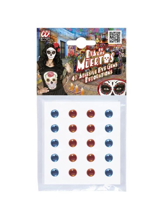 Conjunto de 40 Gemas Decorativas Adesivos Olhos Azuis/Âmbar