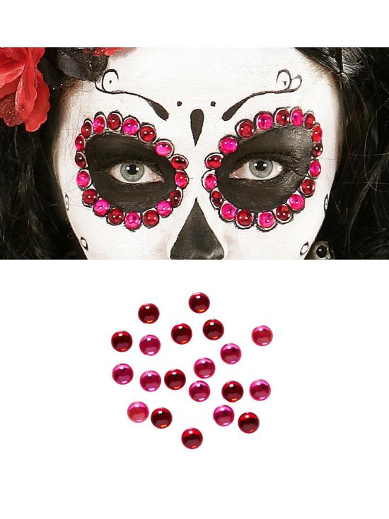 Conjunto de 40 Gemas Decorativas Adesivos Olhos Vermelhos/Rosa