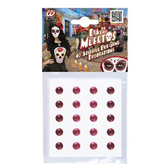 Conjunto de 40 Gemas Decorativas Adesivos Olhos Vermelhos/Rosa