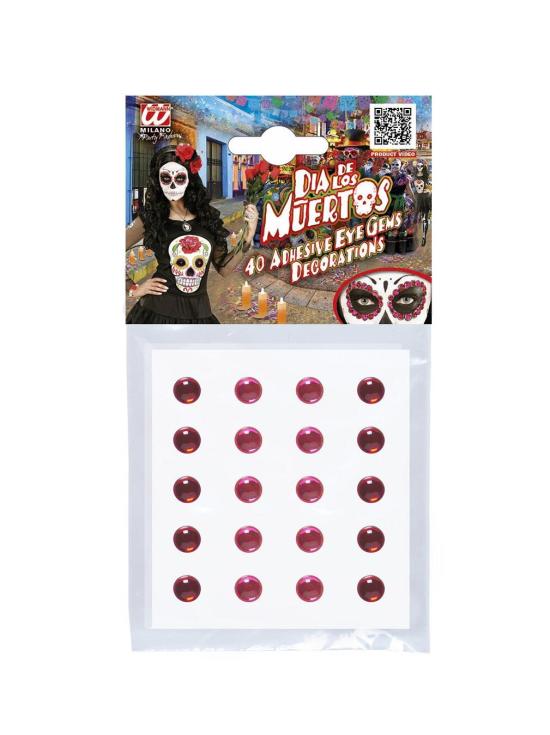 Conjunto de 40 Gemas Decorativas Adesivos Olhos Vermelhos/Rosa