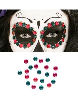 Conjunto de 40 Gemas Decorativas Adesivos Olhos Rosa/Verdes
