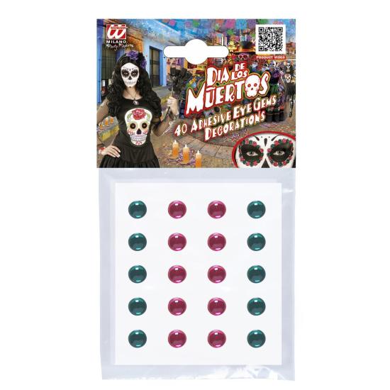 Conjunto de 40 Gemas Decorativas Adesivos Olhos Rosa/Verdes