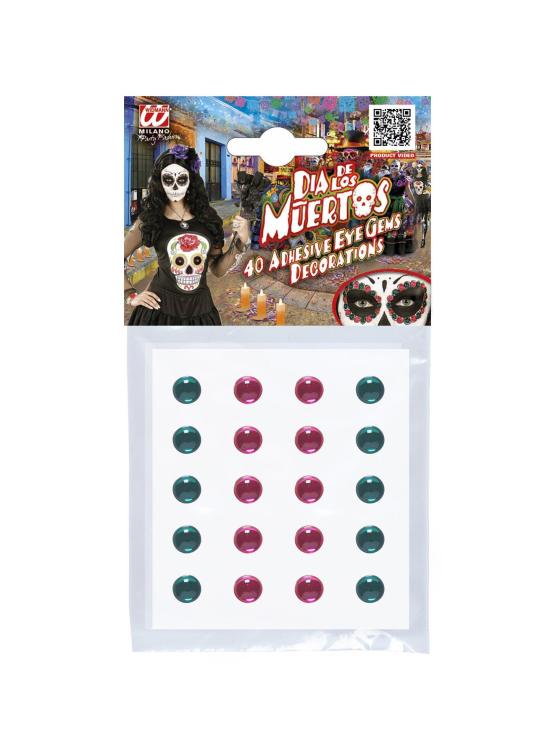 Conjunto de 40 Gemas Decorativas Adesivos Olhos Rosa/Verdes