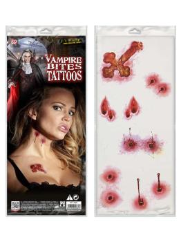 Conjunto de 6 tatuagens de mordida de vampiro.