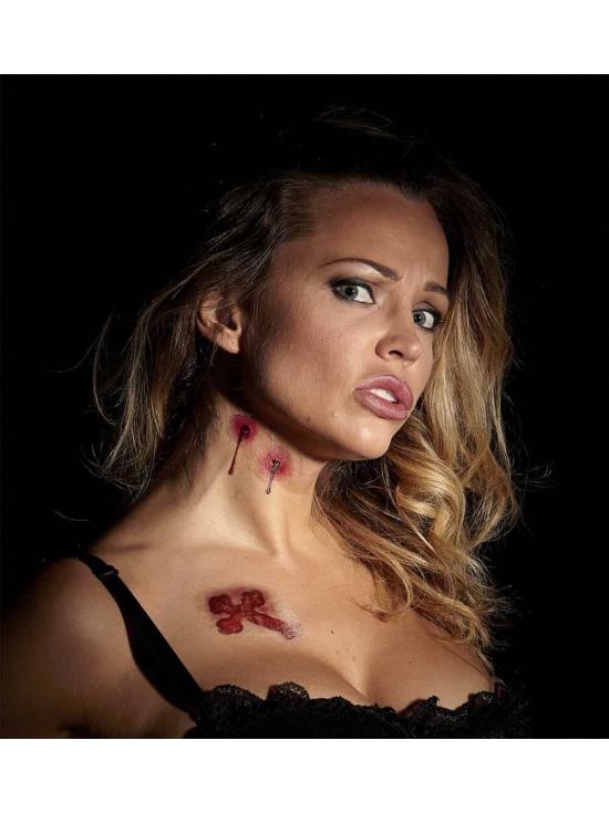 Conjunto de 6 tatuagens de mordida de vampiro.