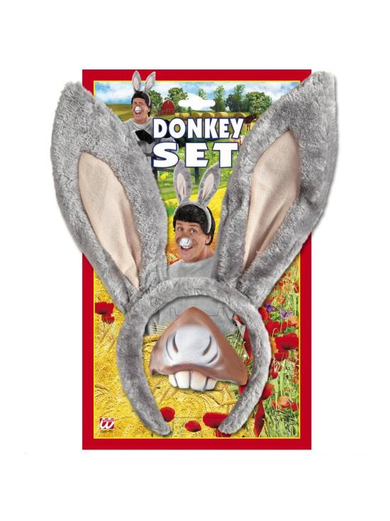Conjunto de burro com orelhas e boca.