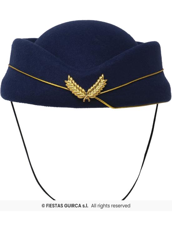 Conjunto de comissária de bordo de duas peças com chapéu e lenço.