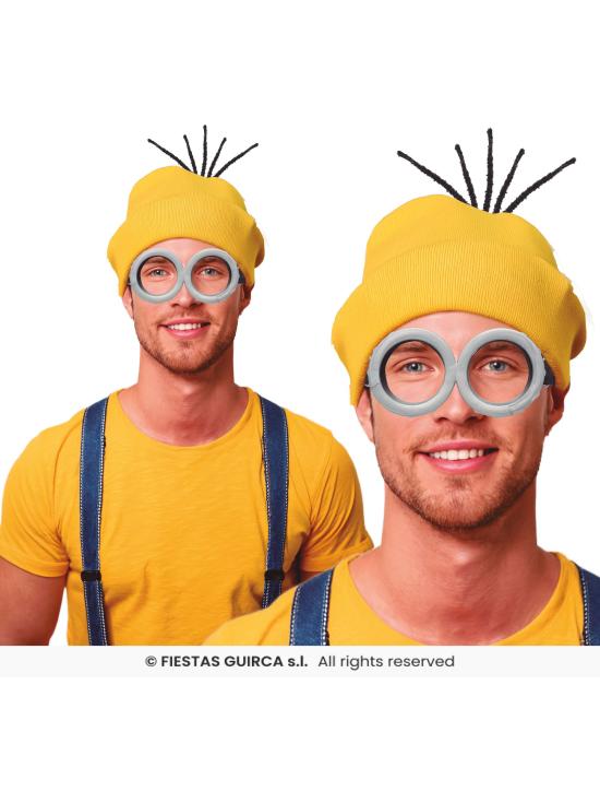 Conjunto de chapéu e óculos dos Minions para adultos – Acessório unissex para Carnaval e Halloween