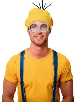 Conjunto de chapéu e óculos dos Minions para adultos – Acessório unissex para Carnaval e Halloween
