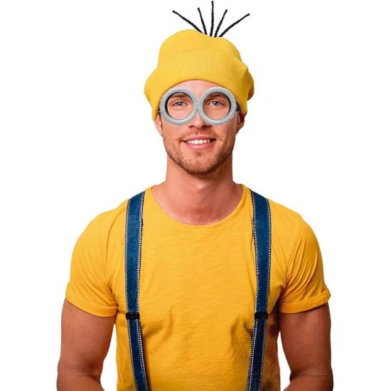 Conjunto de chapéu e óculos dos Minions para adultos – Acessório unissex para Carnaval e Halloween