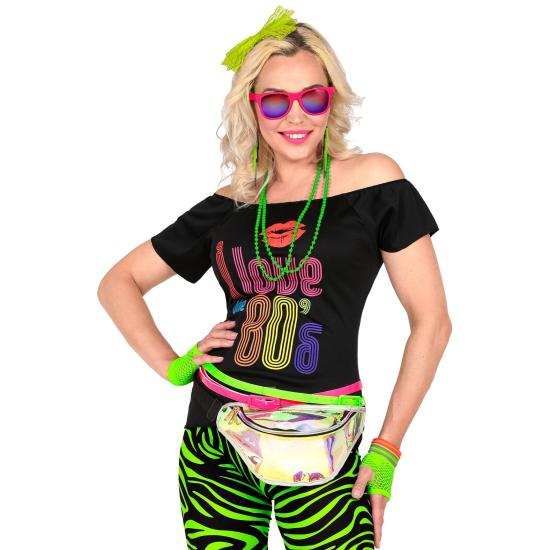 Conjunto dos anos 80 Rosa Fluor Amarelo