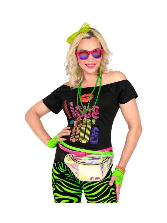 Conjunto dos anos 80 Rosa Fluor Amarelo
