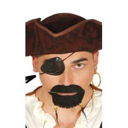 Conjunto de patch e brinco de fantasia de pirata..