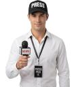 Kit de Jornalismo com 3 Peças – Boné de Imprensa, Microfone de Notícias e Credencial de Imprensa
