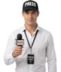 Kit de Jornalismo com 3 Peças – Boné de Imprensa, Microfone de Notícias e Credencial de Imprensa
