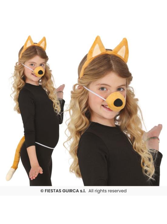Conjunto de 3 peças de cachorrinho marrom – Acessório de fantasia com rabo, tiara e nariz.