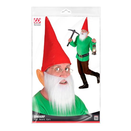 Conjunto de chapéu, barba e orelhas para anões adultos