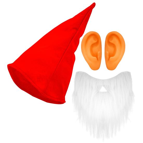 Conjunto de chapéu, barba e orelhas para anões adultos