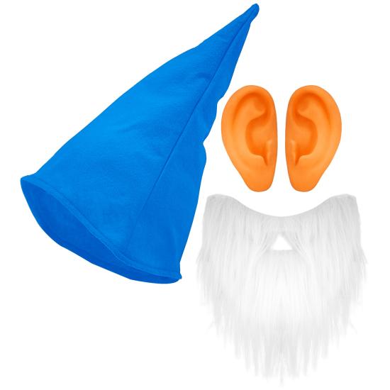 Conjunto de chapéu, barba e orelhas para anões adultos