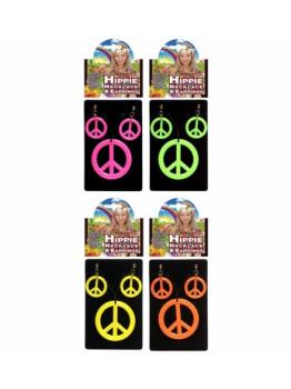 Conjunto de pingente hippie e brincos fluorescentes