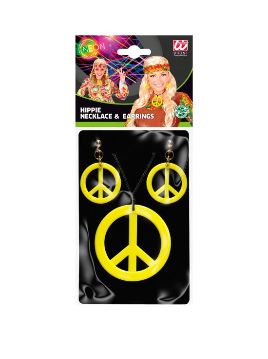 Conjunto de pingente hippie e brincos fluorescentes