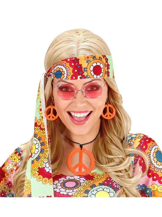 Conjunto de pingente hippie e brincos fluorescentes