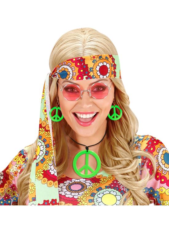 Conjunto de pingente hippie e brincos fluorescentes