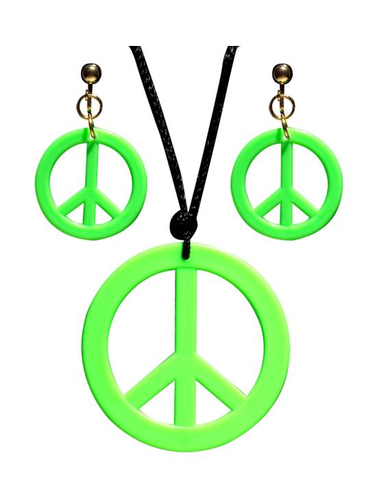 Conjunto de pingente hippie e brincos fluorescentes