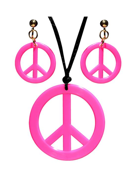 Conjunto de pingente hippie e brincos fluorescentes