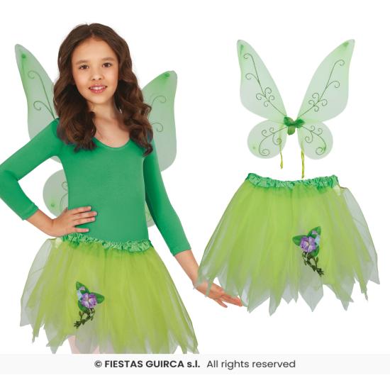 Conjunto Infantil de Asas Verdes e Tutu – Acessório de Fantasia para Meninas
