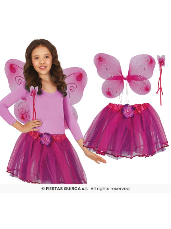 Conjunto Borboleta Lilás para Crianças – Asas, Tutu e Varinha para Fantasia de Menina
