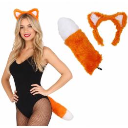 Conjunto de raposa laranja com cauda e orelhas | Acessório de fantasia