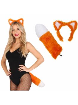 Conjunto de raposa laranja com cauda e orelhas | Acessório de fantasia