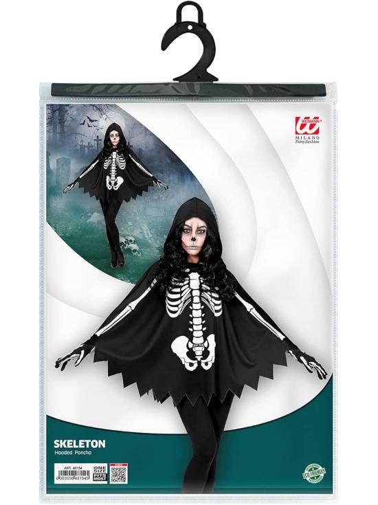 SKELETON – Poncho com capuz e estampa de osso