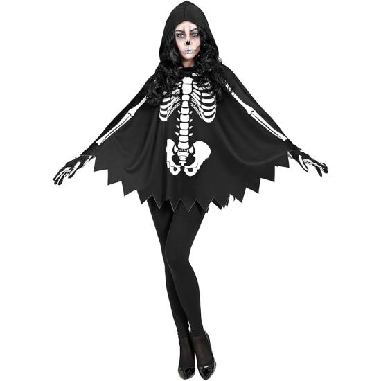 SKELETON – Poncho com capuz e estampa de osso