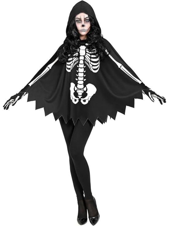 SKELETON – Poncho com capuz e estampa de osso