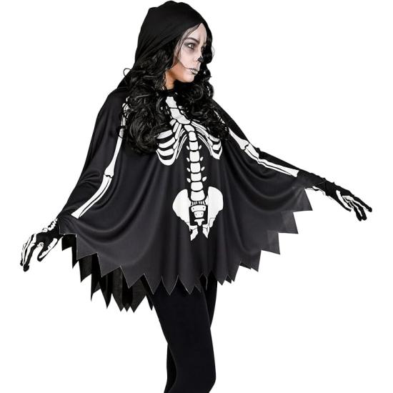 SKELETON – Poncho com capuz e estampa de osso