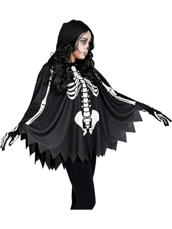 SKELETON – Poncho com capuz e estampa de osso