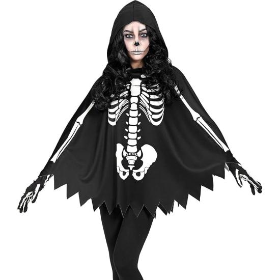 SKELETON – Poncho com capuz e estampa de osso