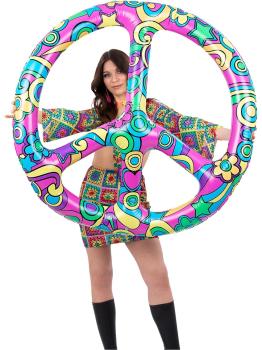 Símbolo da Paz Hippie Inflável 132 cm | Acessório dos anos 60 e 70