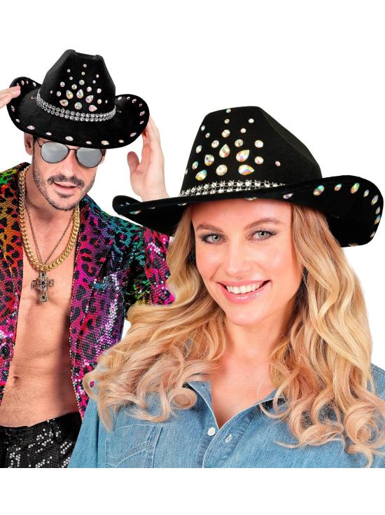 Chapéu de Cowboy com Strass para Festa ou Fantasia – Adulto Unissex