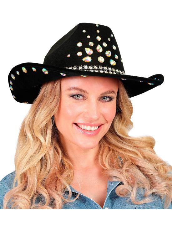 Chapéu de Cowboy com Strass para Festa ou Fantasia – Adulto Unissex