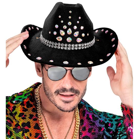 Chapéu de Cowboy com Strass para Festa ou Fantasia – Adulto Unissex