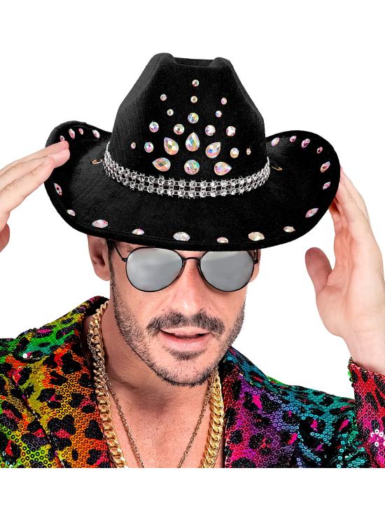 Chapéu de Cowboy com Strass para Festa ou Fantasia – Adulto Unissex
