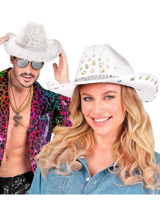 Chapéu de Cowboy com Strass para Festa ou Fantasia – Adulto Unissex