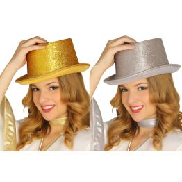Chapéu Alto Brilhante – Dourado ou Prateado (Adulto)