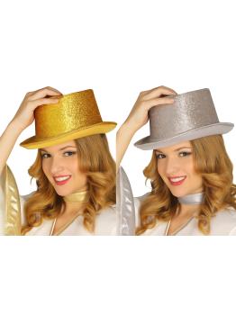 Chapéu Alto Brilhante – Dourado ou Prateado (Adulto)