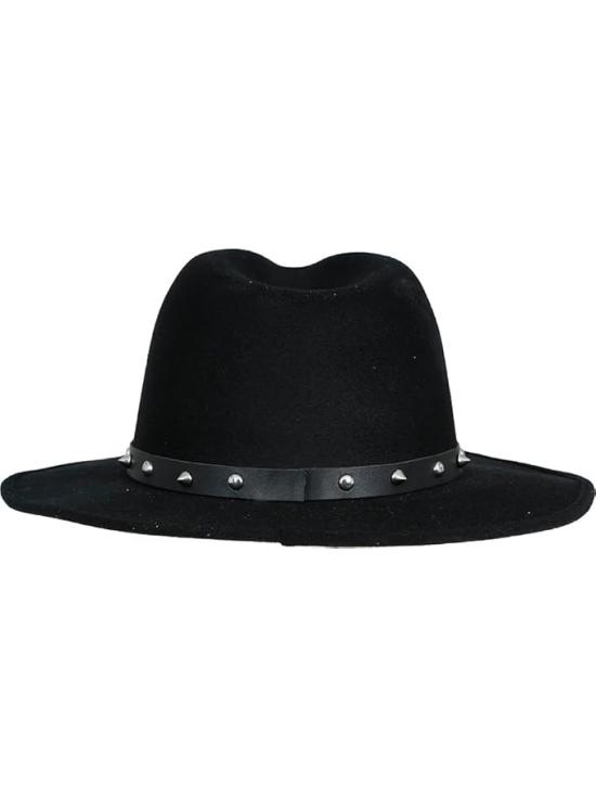 Chapéu de feltro preto com rebites