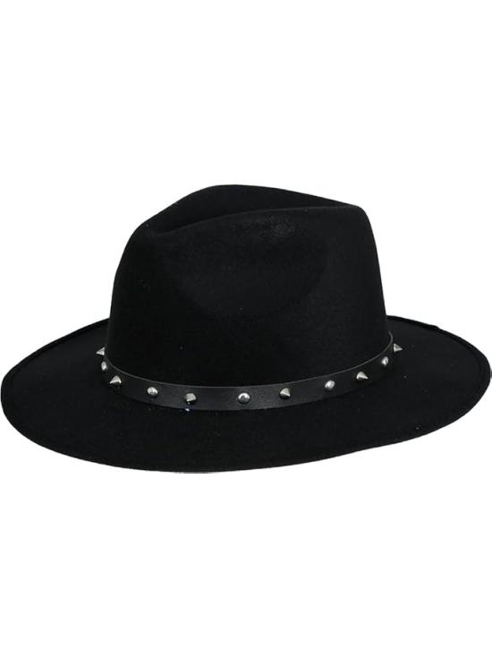 Chapéu de feltro preto com rebites